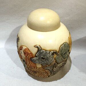 Harmony Kingdom Jardinia Martin Perry Puppy Litter Resin Lidded Jar 2003